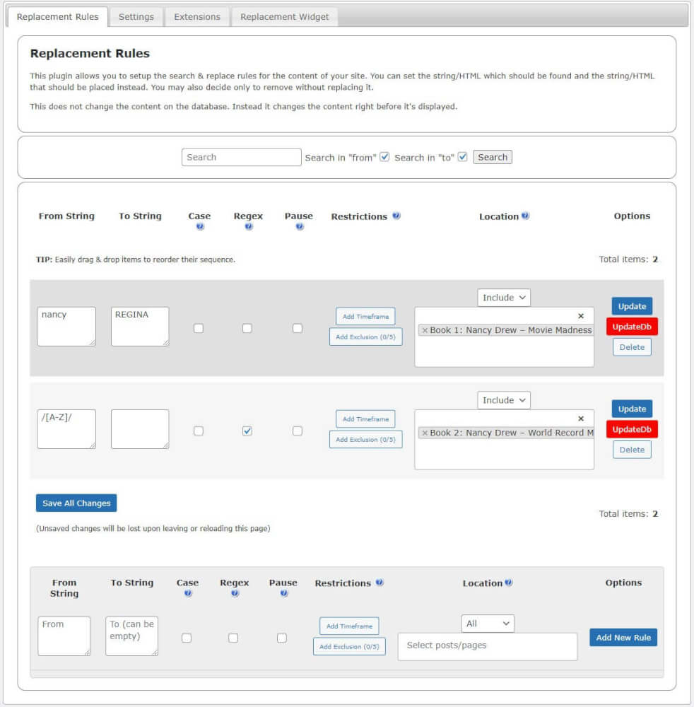 CM Search and Replace - Replacement Rules