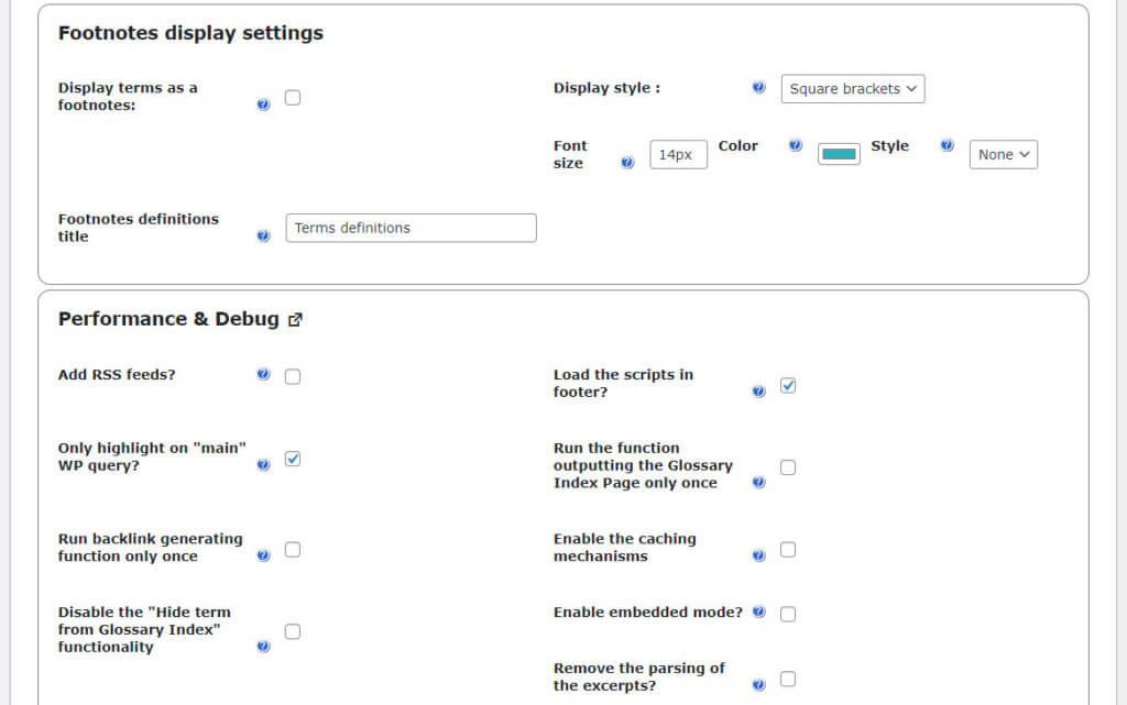 CM Tooltip Glossary - Footnotes, Performance, and Debug