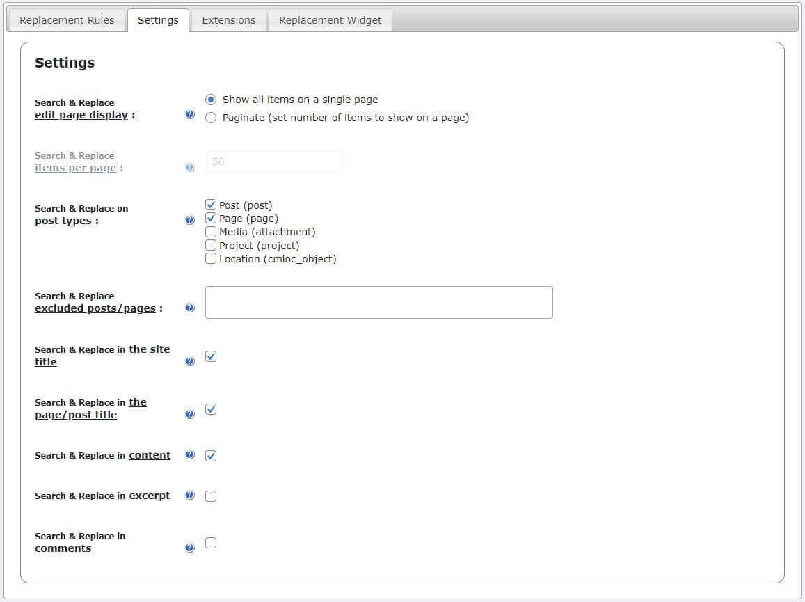 CM Search and Replace - 02 Settings