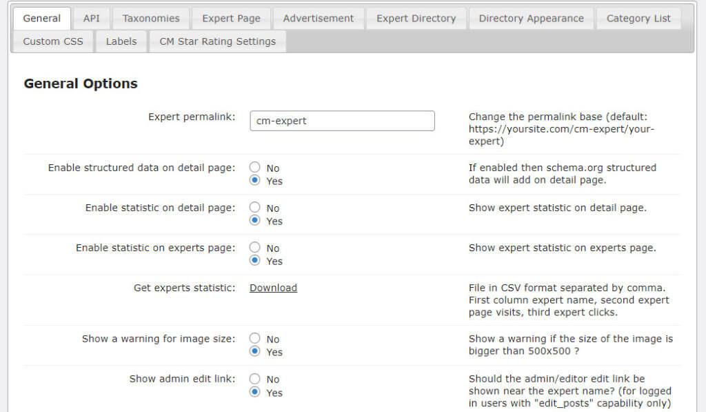 Member and Expert Directory Plugin - General Options