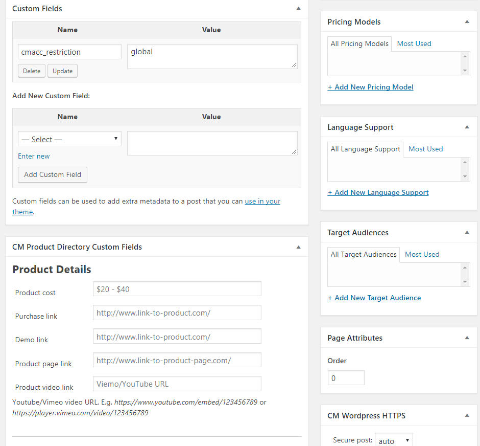 Add New Product-Custom fields,Product Details
