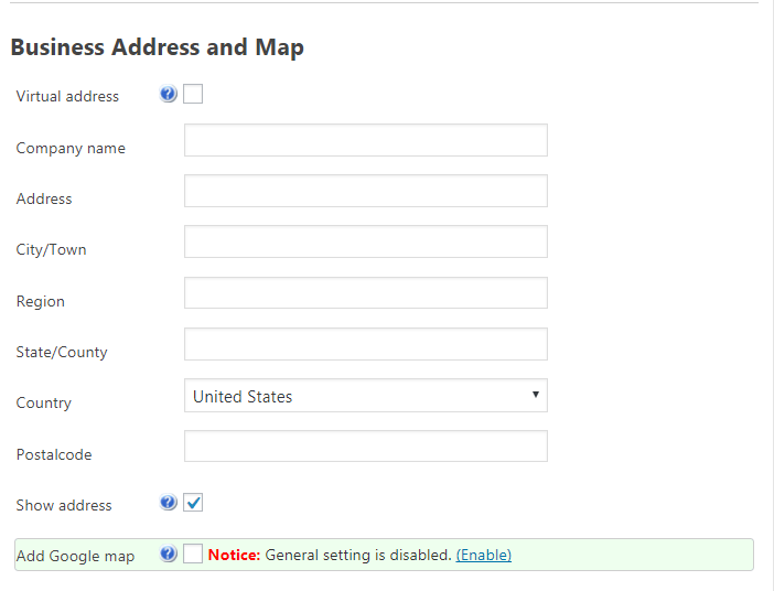 Add New Product-Business address & Map