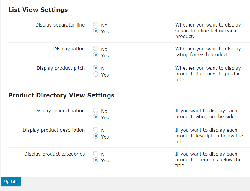 Directory Appreance-View Settings