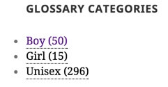 Glossary Categorie Widget