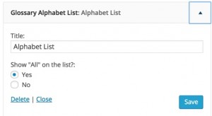 Alphabet Index Widget Controls