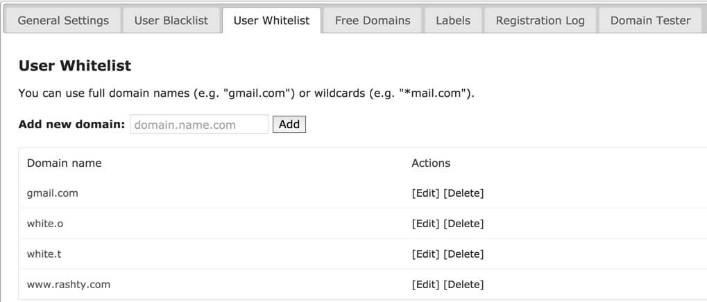 Email spam domain Blacklists and Whitelists - How to Restrict Site Registration and Block Email Spam Domains