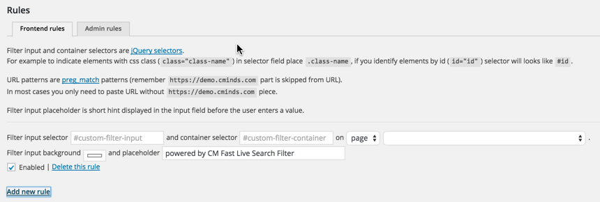 CM Fast Live Search Filter - Manually Declaring Search Filters