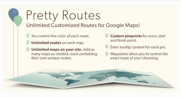 PrettyRoutes - Top 6 WordPress Plugins To Display Routes With Google Maps in 2024
