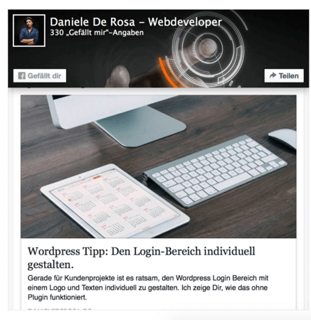 An example of what the Facebook page box looks like with a post - 14 New Plugins to Make your WordPress Site Look Great