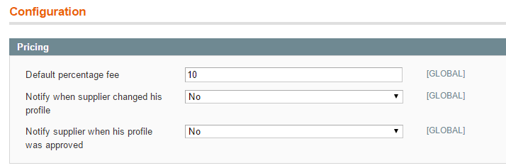 Setting a global seller fee percentage - Charging Seller Fees - Managing a Multi-Vendor Marketplace with CM Extensions for Magento