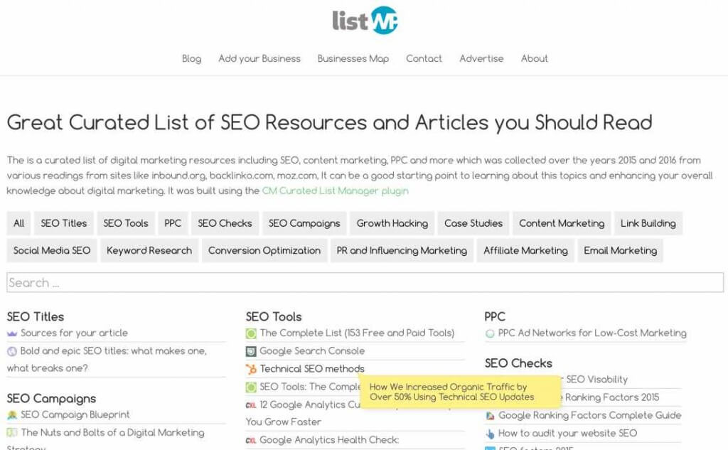 Curated List Tooltip While Hovering over a Link