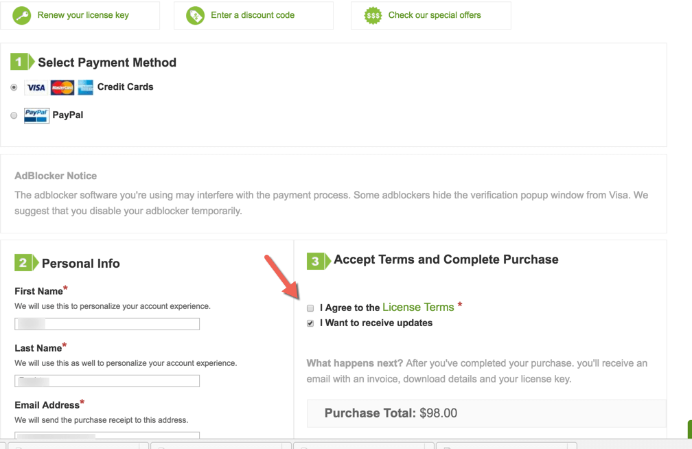 Opt-in checkbox at cart