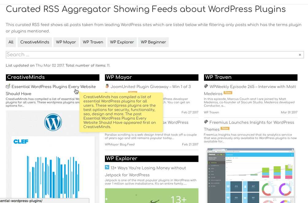 Rss Aggregator - Show tooltip with short description