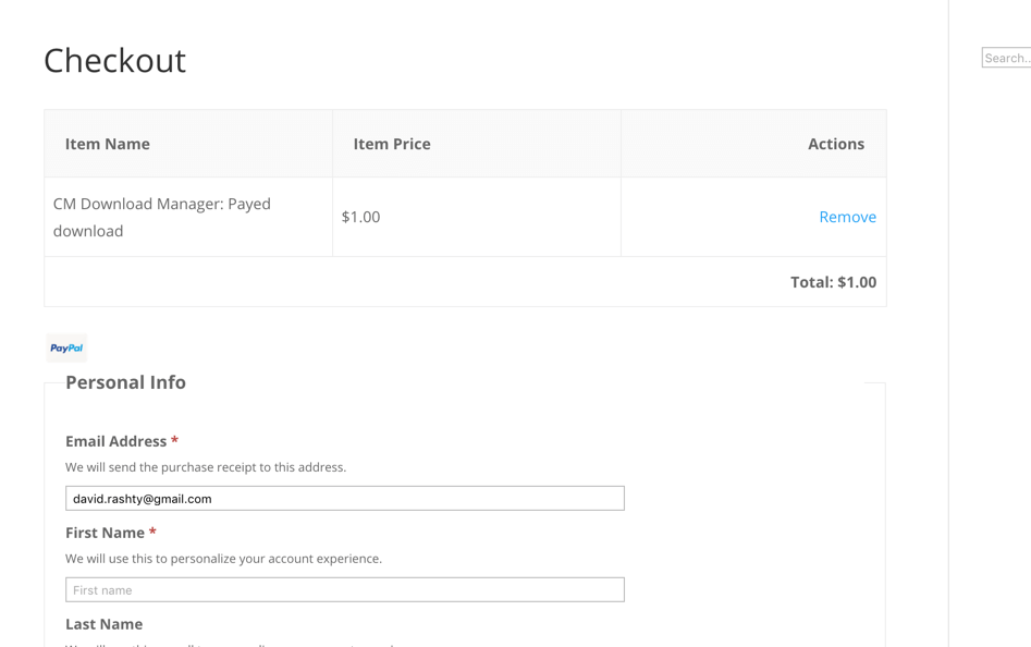 Showing Cart Screen with Download Payment