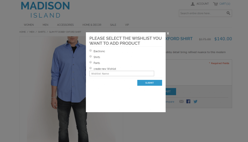 Save products to Multiple wishlist - select wishlist or add a new one - favorite products - Amasty - webkul