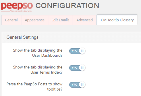 Glossary PeepSo Configuration