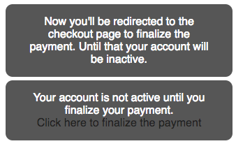 Accounts will only be active after payment
