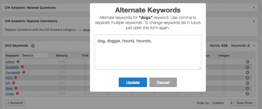 Keyword Hound showing off a few Keyword Management tricks - 4 Reasons To Get Hyped For The SEO Keyword Hound Plugin [Part 1]