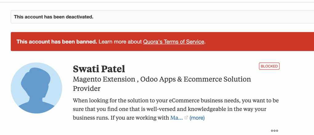 Swati Patel Quora Profile after contacting Quora - Software Piracy: Actions To Take Once Discovering your Software and Content Was Illegally Copied
