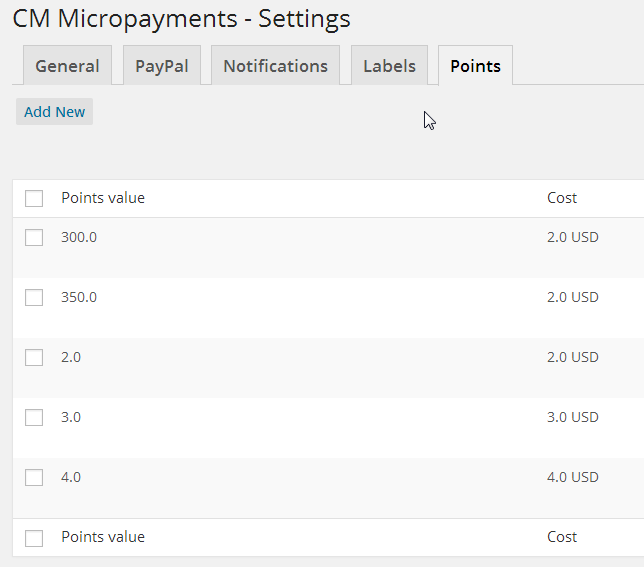 Virtual Currency Points in CM MicroPayment settings screen - CM MicroPayment Integration with Easy Digital Downloads (EDD)