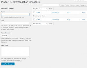 Add New Product Recommendation Categories