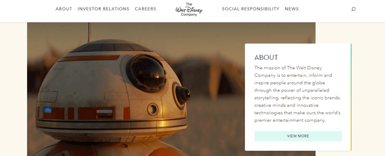 The Walt Disney Company - Top 10 Types of Website You Can Create With WordPress in 2023