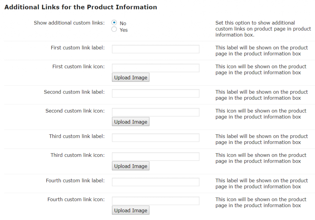 Product Pages-Additional Links for the Product Information
