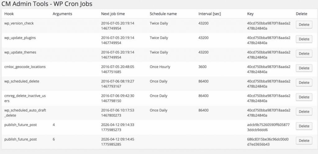 Admin Tools Cron Jobs Dashboard