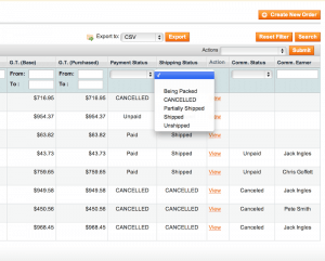 Modified order grid shows 2 separate statuses for Payment and Shipping