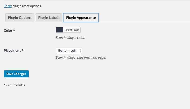 Glossary Search Widget - Appearance Settings