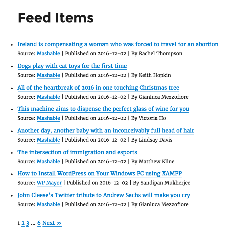 Feed Items Screenshot - 5 Best RSS Post Importer Plugins for WordPress Sites
