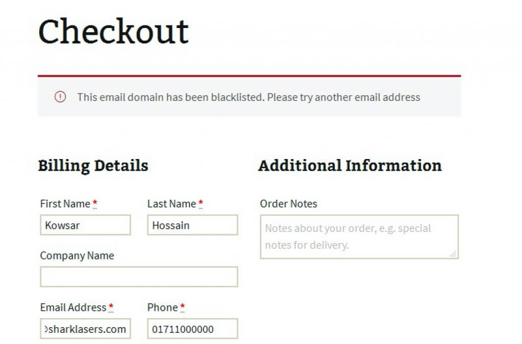 Woo EDD Checkout screenshot - 5 Excellent Email Blacklist & Anti-Spam WordPress Plugins