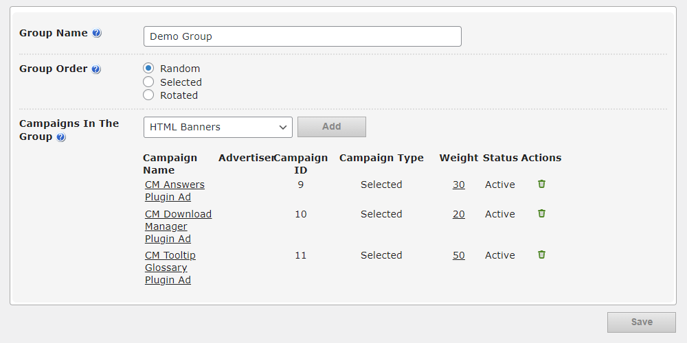 Campaign Group Dashboard Screen