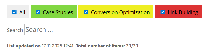 Using category colors as filter colors