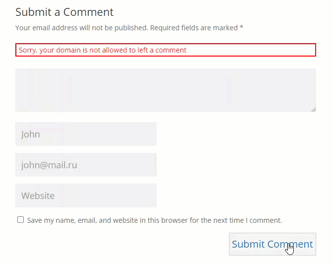 Comments Allowed Domains