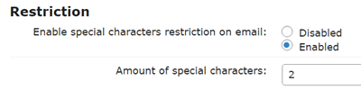 Special Characters Restriction