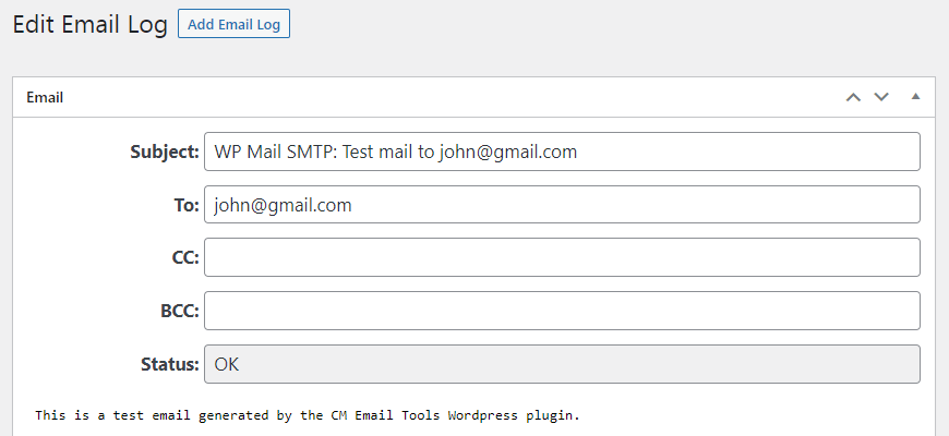 Email Log Details