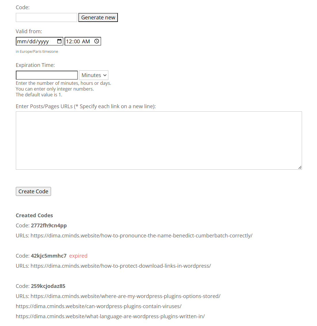 Front-End Form for Creating Invitation Codes by Selected User Roles