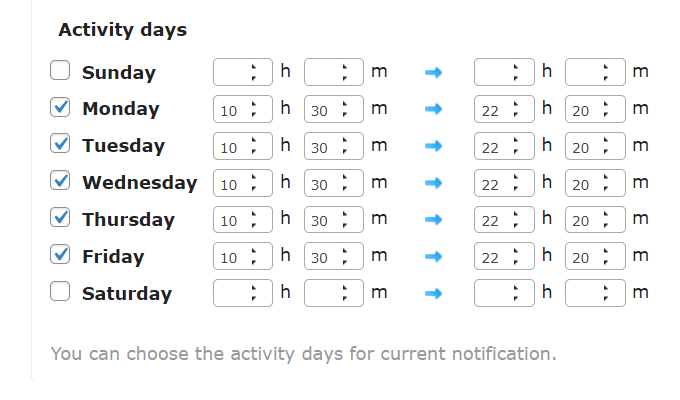 Activity Date and Time Settings