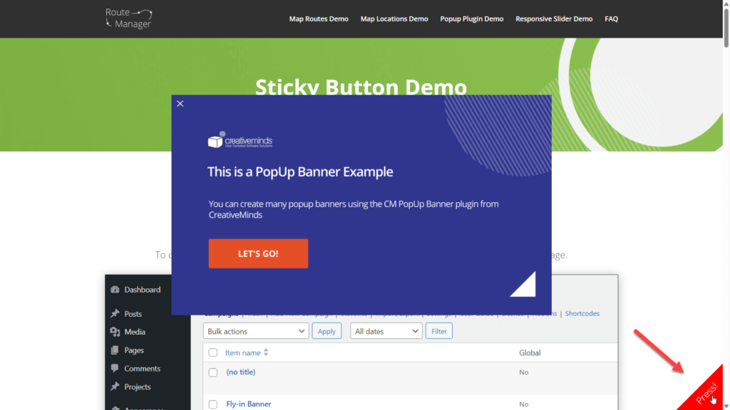 Example Button Popup WordPress Popup Plugin and Popup Form Campaign Manager | CreativeMinds