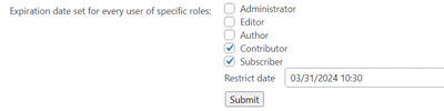 Bulk Expiration Date for Specific User Role