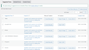 Terms Discovery Dashboard - Managing Suggested Terms