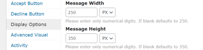 Disclaimer Popup Width and Height