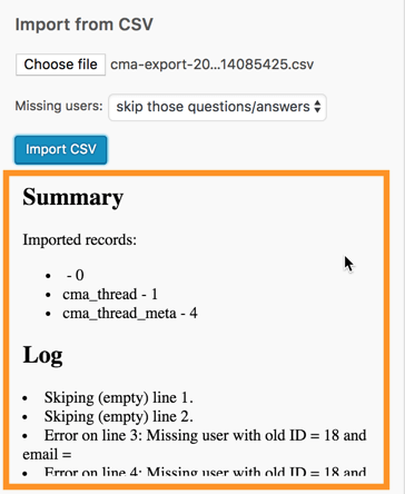 Example of an Import Report