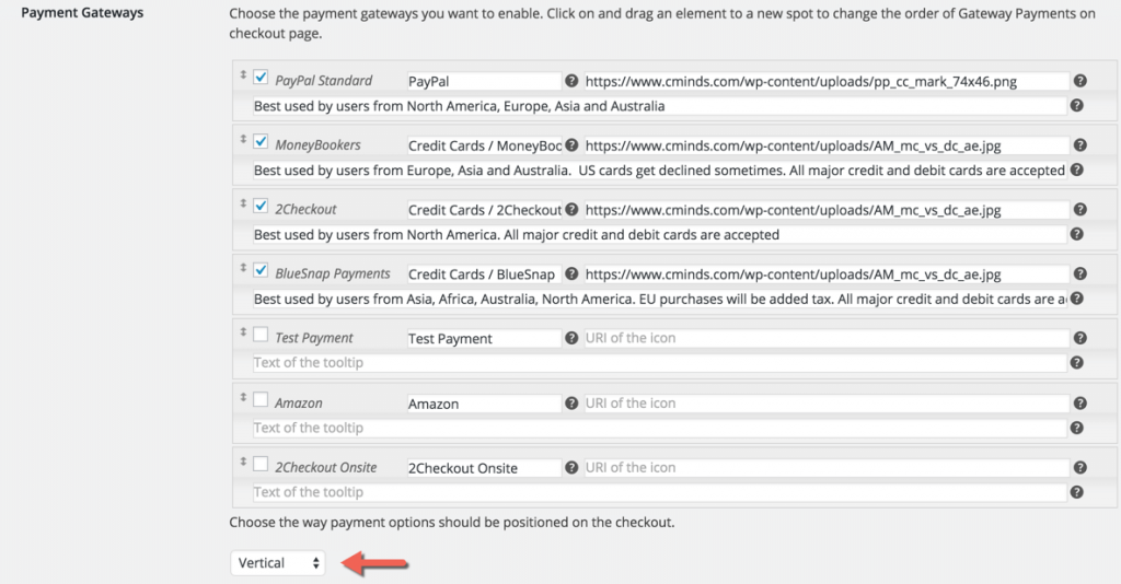 Gateway order settings