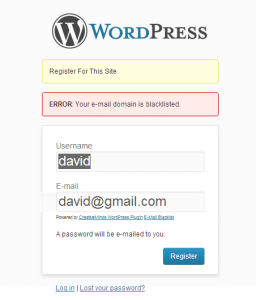 Cm WordPress Email Blacklist Registration Error Message Example - All-In-One Security Plugin - An Overview of WordPress Security: Statistics and Suggestions