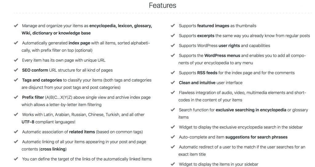 Encyclopedia Pro -   Features- The 5 Best Tooltip Glossary Plugins To Explain Terms In WordPress