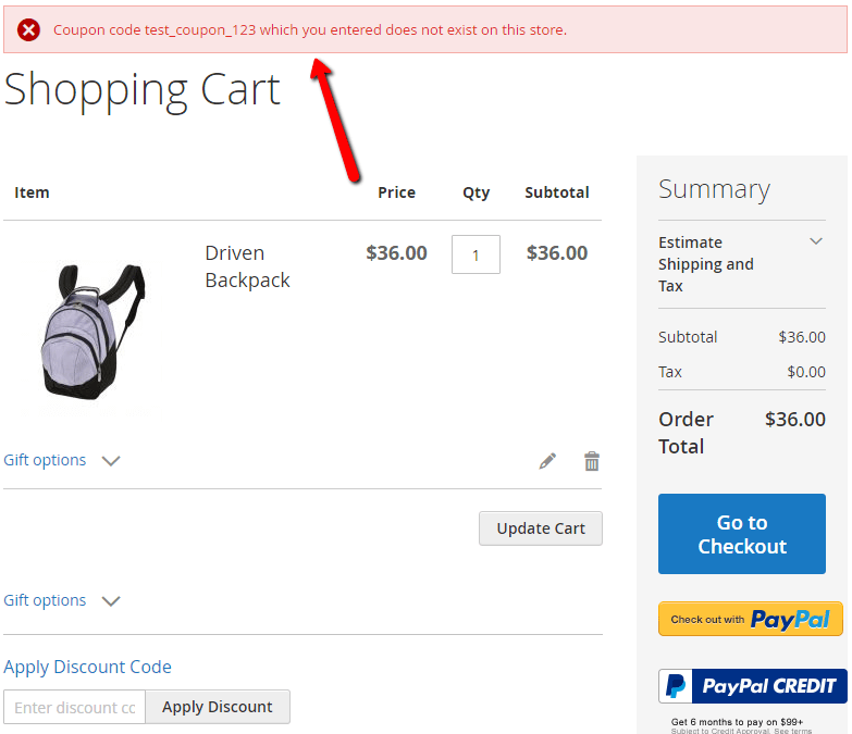 Showing an error message shown at checkout when a user adds a coupon which does not apply to the specific customer group