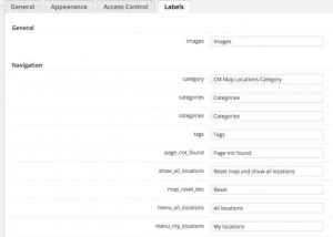 Locations Access Labels Settings - WordPress Google Map Locations Plugin Screenshot