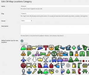 Location Category Icon Selection - WordPress Google Map Locations Plugin Screenshot